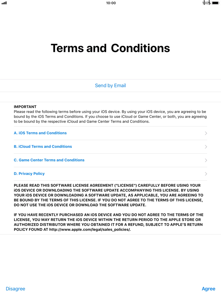 Press Agree and your tablet restores the content of the selected backup. Subsequently, follow the instructions on the screen to set up your tablet and prepare it for use.