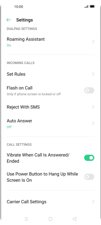 Press Carrier Call Settings. Press Carrier Call Settings.