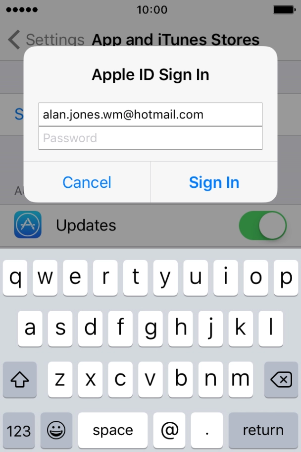 Press Password and key in the password for your Apple ID.