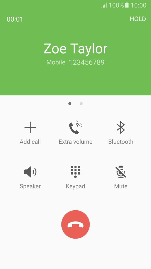 Press the end call icon.