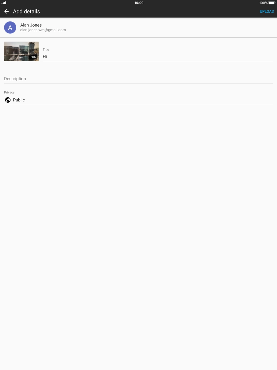 Write the required text and press UPLOAD.