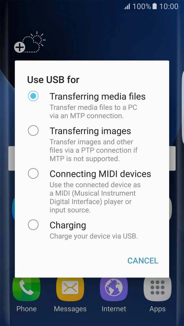 Press Transferring media files to turn on the function.