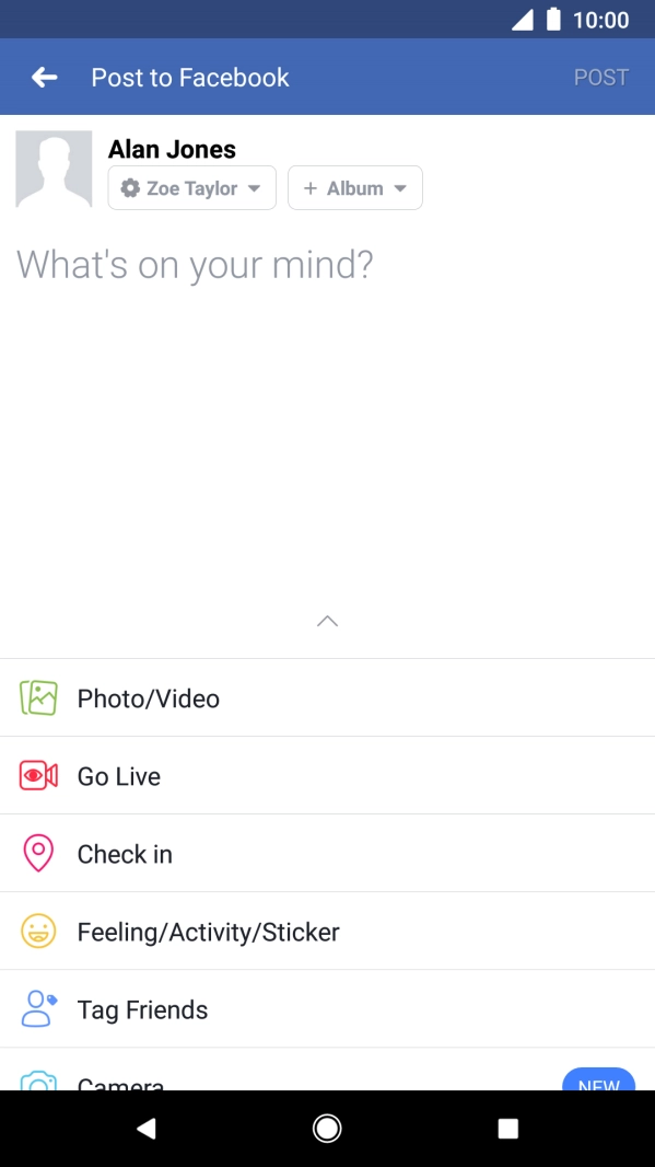 Press the text input field and write the required text.