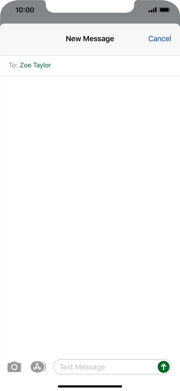 Press the text input field and write the text for your picture message.