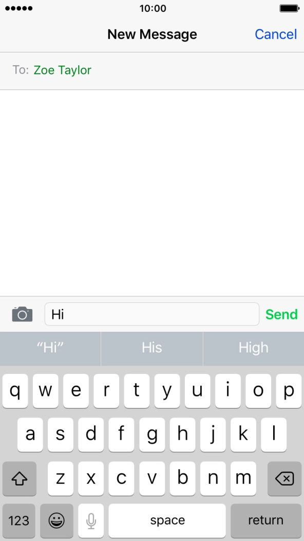 Press Send when you've written your text message.