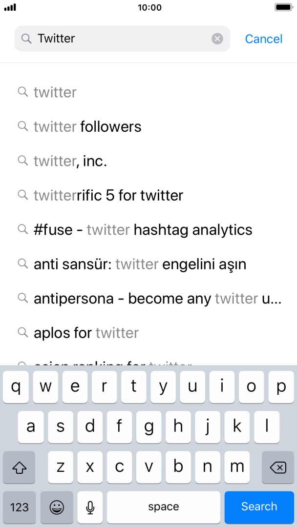Key in Twitter and press Search.