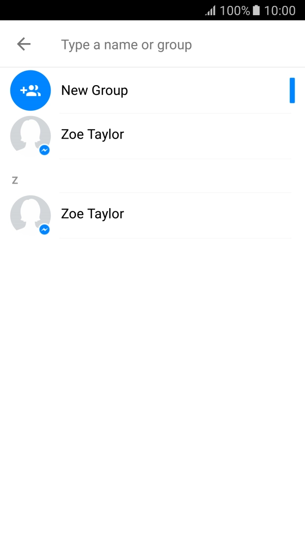 Press Type a name or group and key in the first letters of the recipient's name.