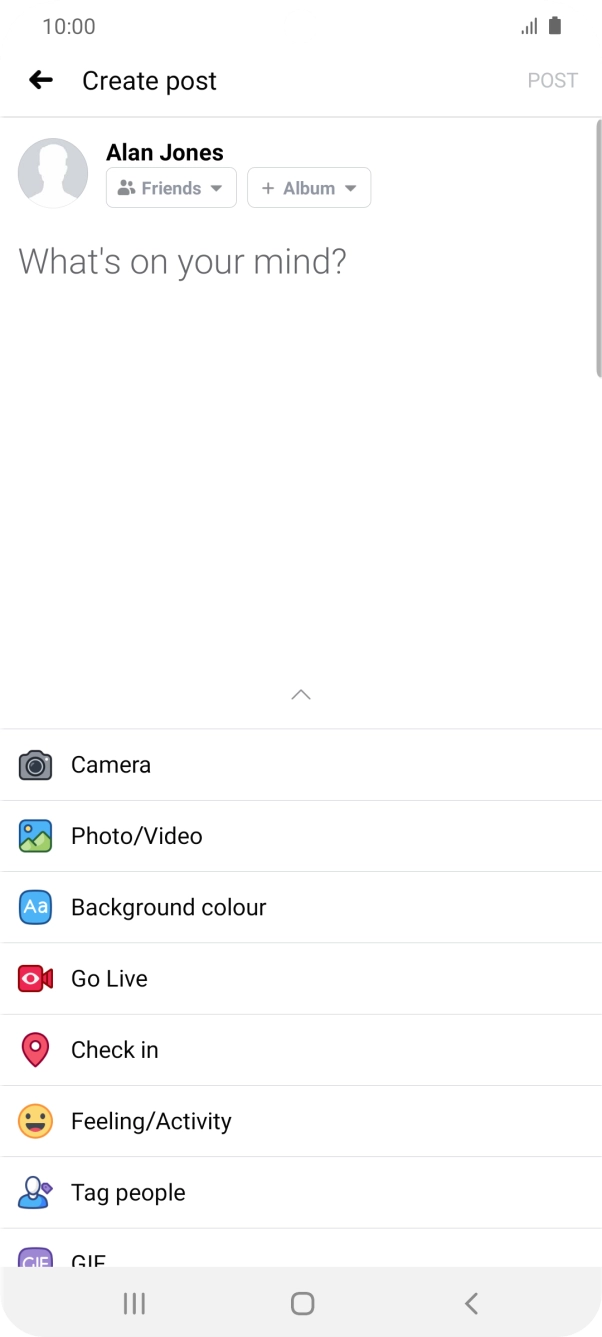 Press the text input field and write the required text.