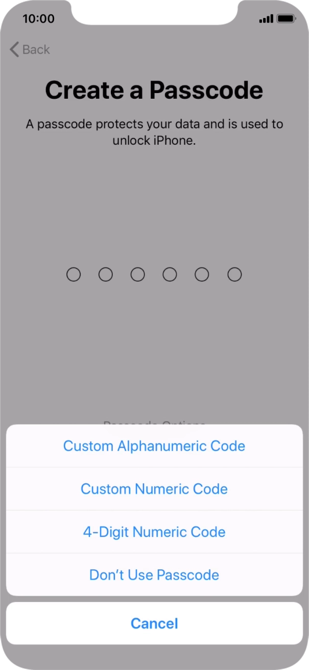 Follow the instructions on the screen to turn on use of phone lock code or press Don't Use Passcode. Follow the instructions on the screen to turn on use of phone lock code or press Don't Use Passcode.
