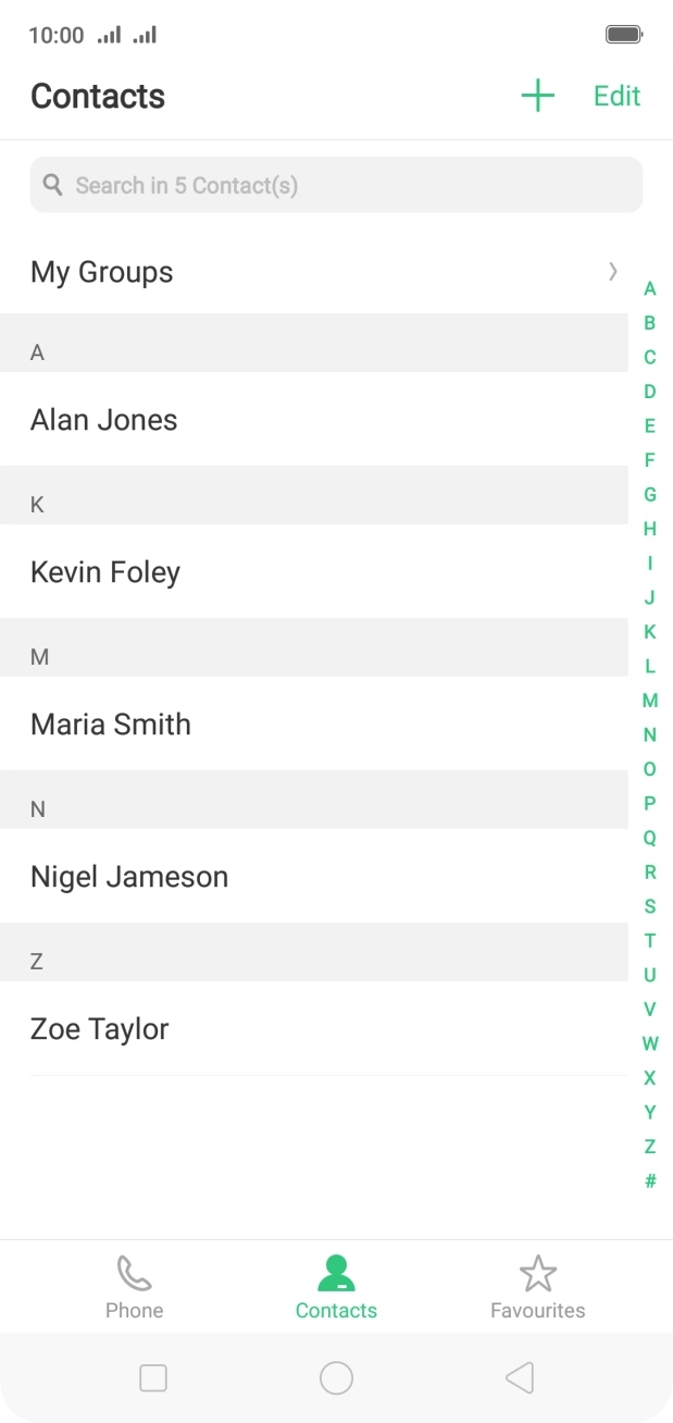 Press the required contact.