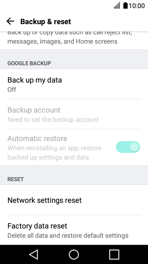 Press Factory data reset. Press Factory data reset.