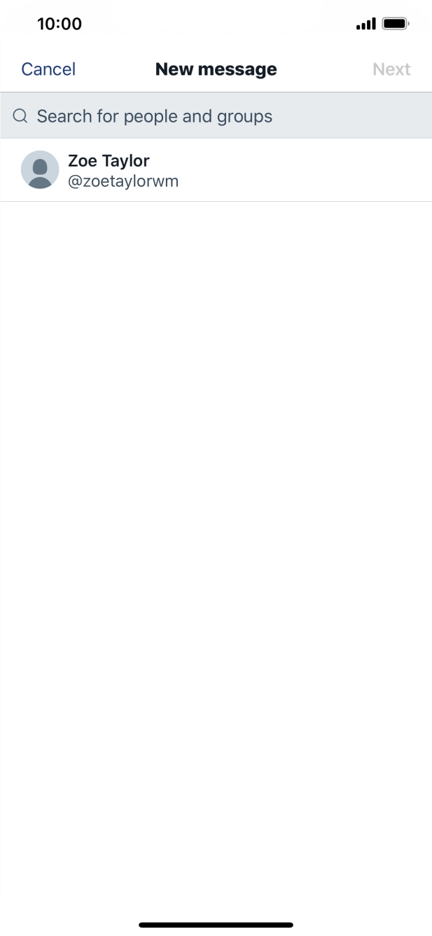 Press the search field and key in the first letters of the recipient's name.