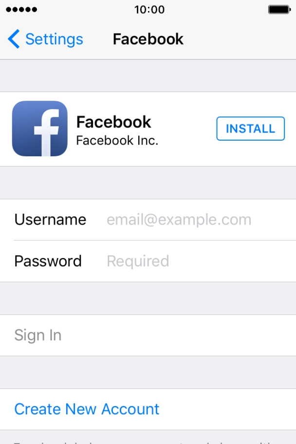 Press INSTALL and wait while Facebook is installed.