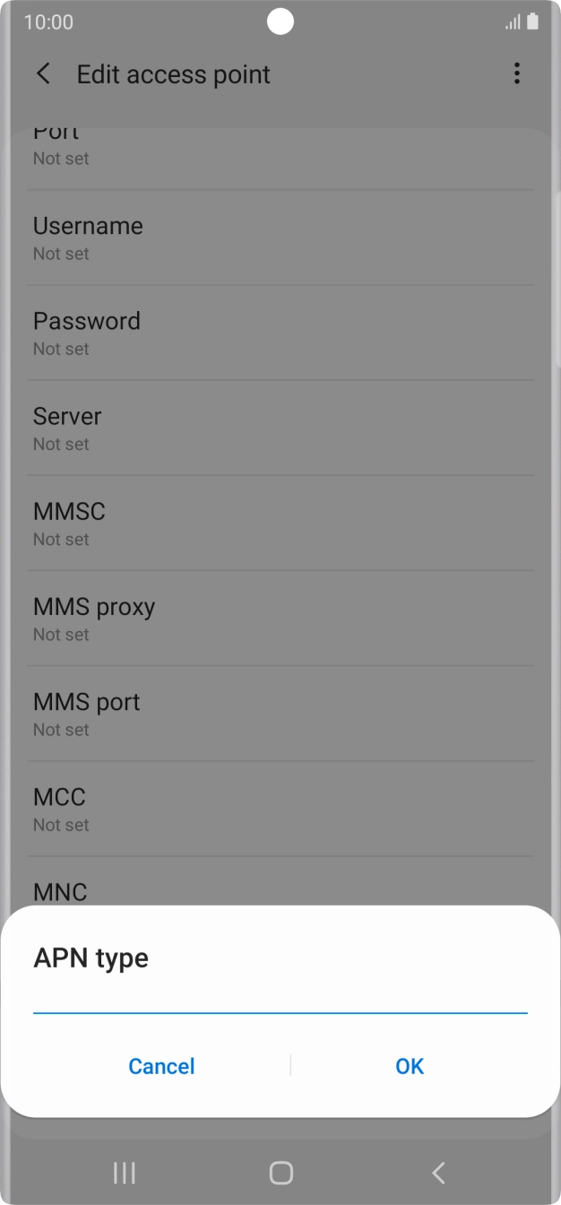 Key in default and press OK.