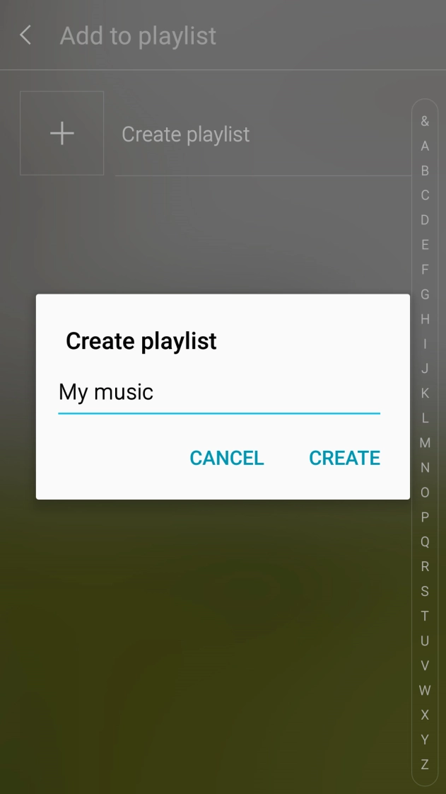 Key in a name for the playlist and press CREATE.