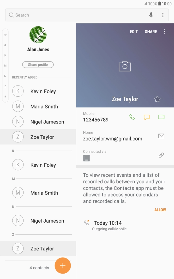 Press the required phone number.