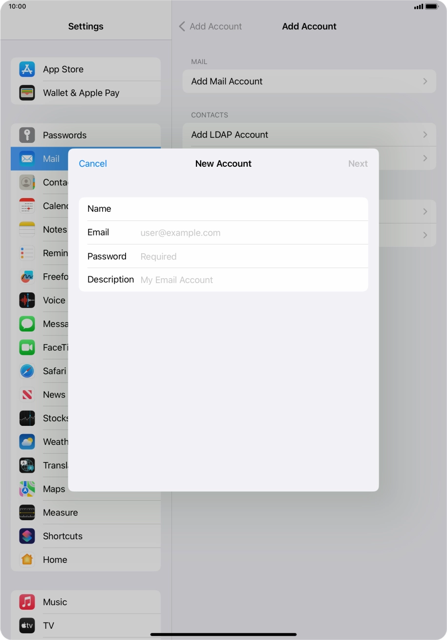 Press Email and key in your Telstra email address.