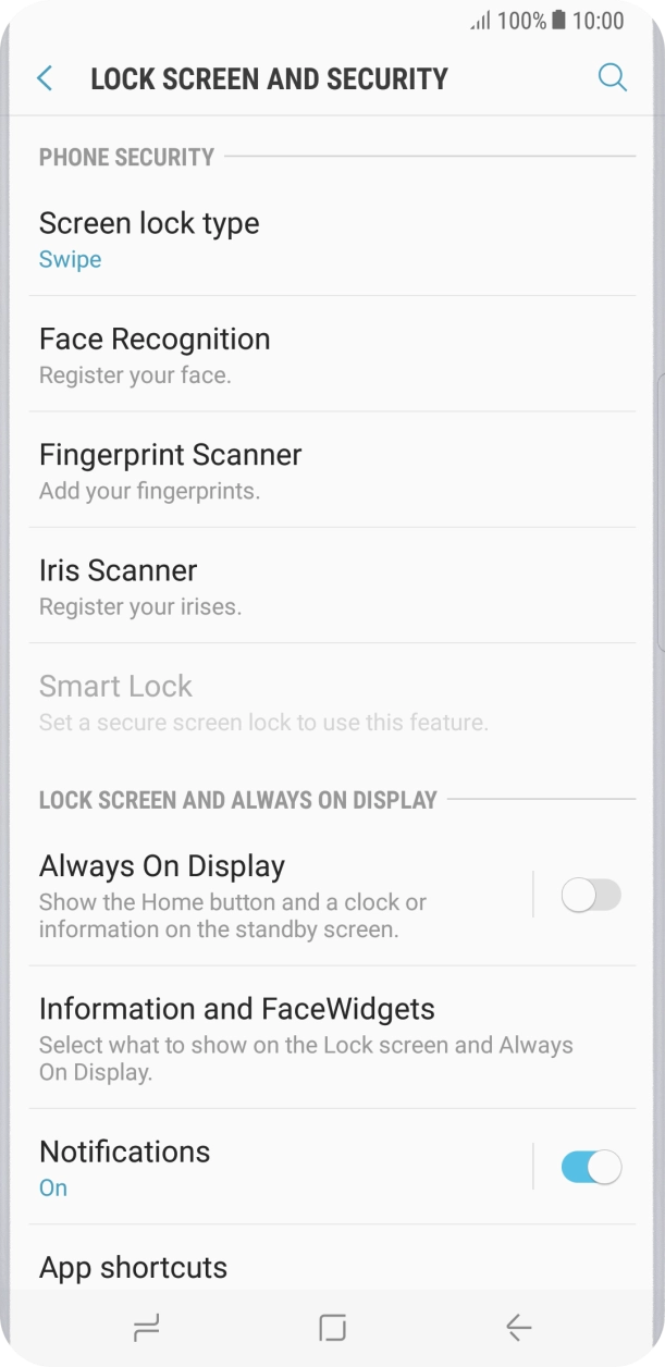 Press Iris Scanner.