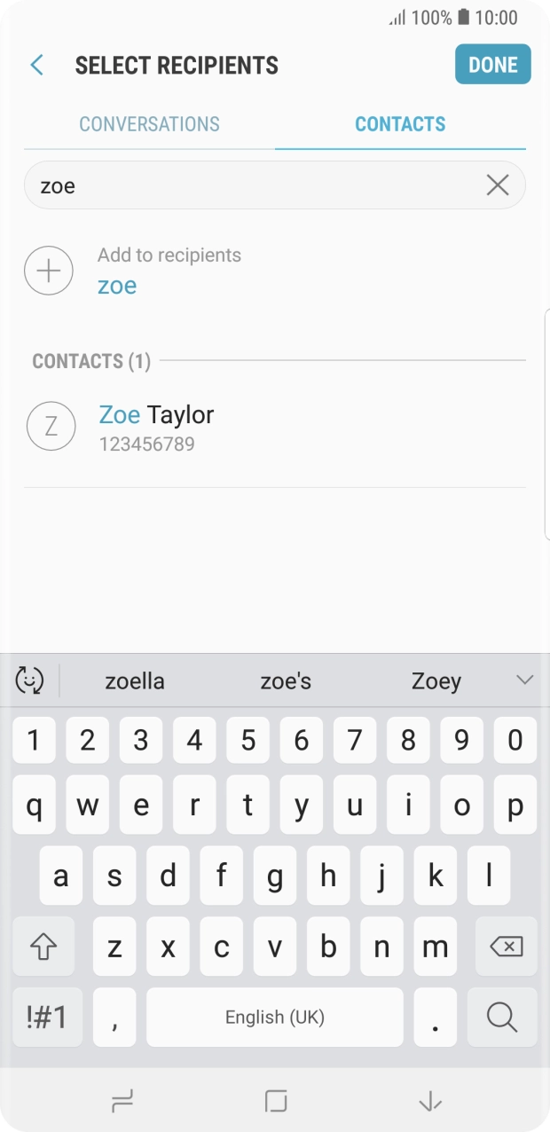 Press the required contact.