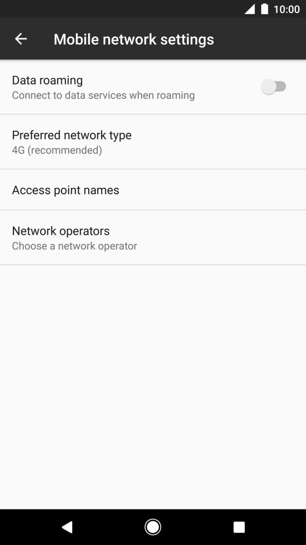 Press Preferred network type.