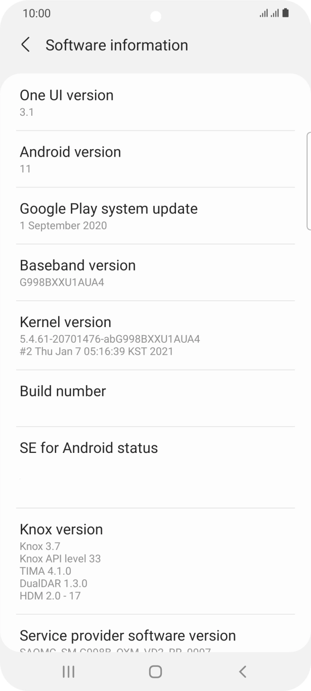 Your phone's software version is displayed below Android version.