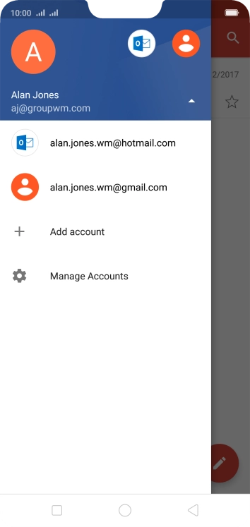Press the required email account. Press the required email account.