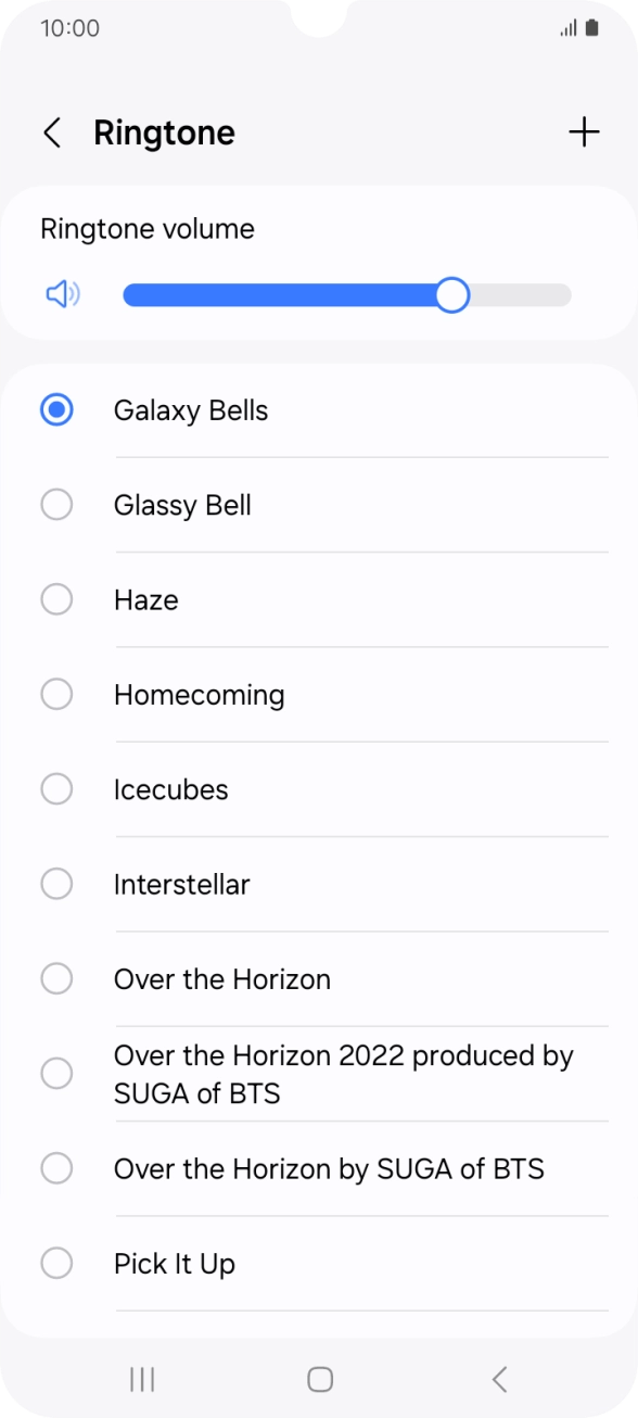 Press the different ring tones to hear them.