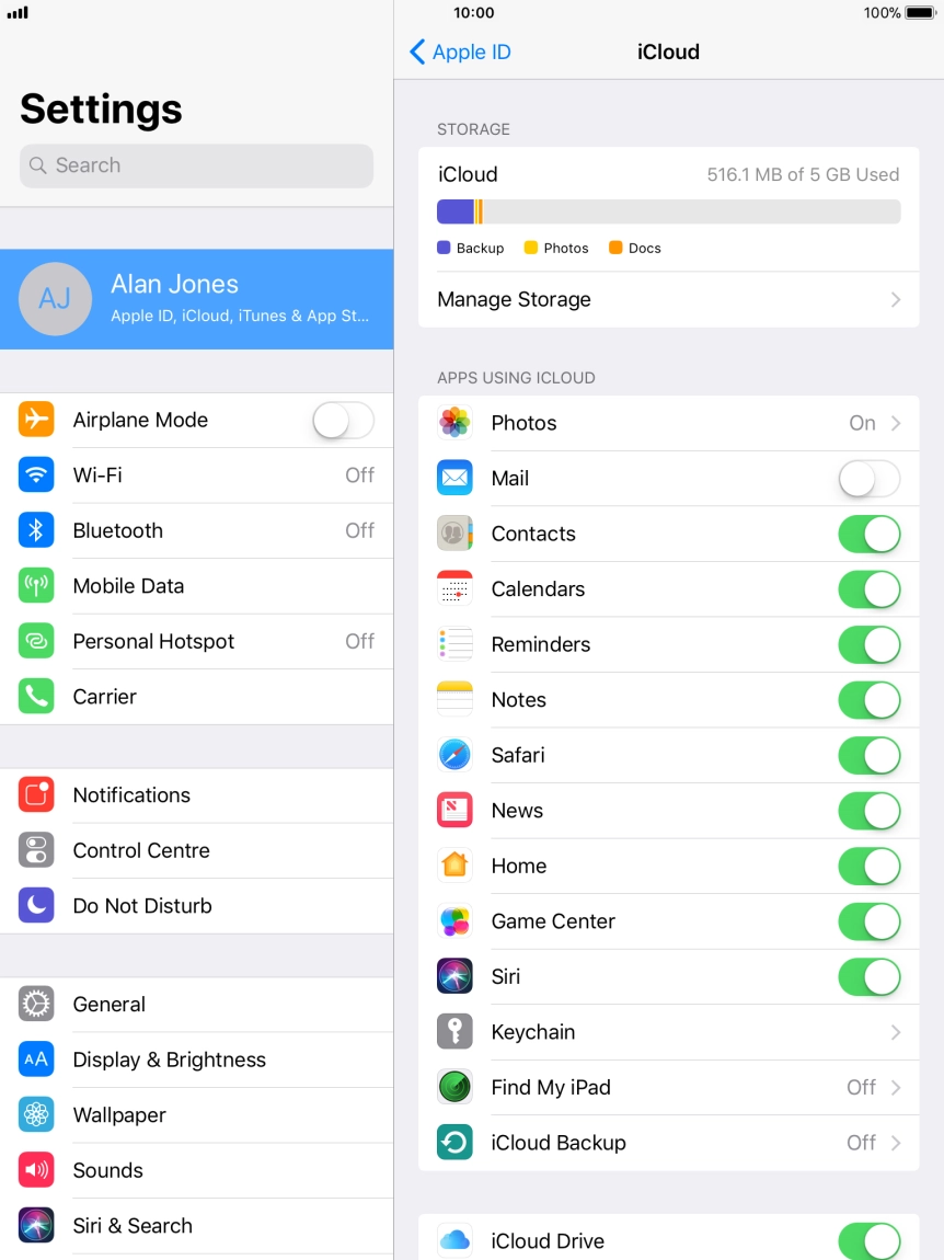 Press iCloud Backup. Press iCloud Backup.