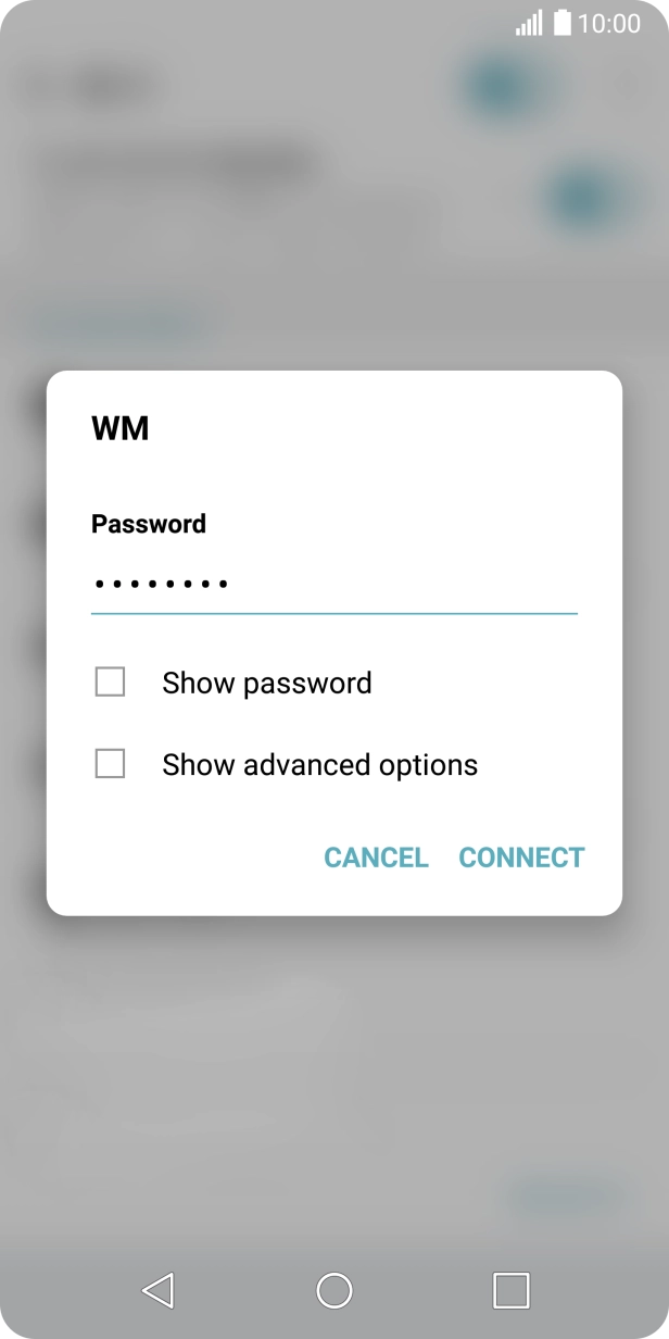 Key in the password for the Wi-Fi network and press CONNECT.