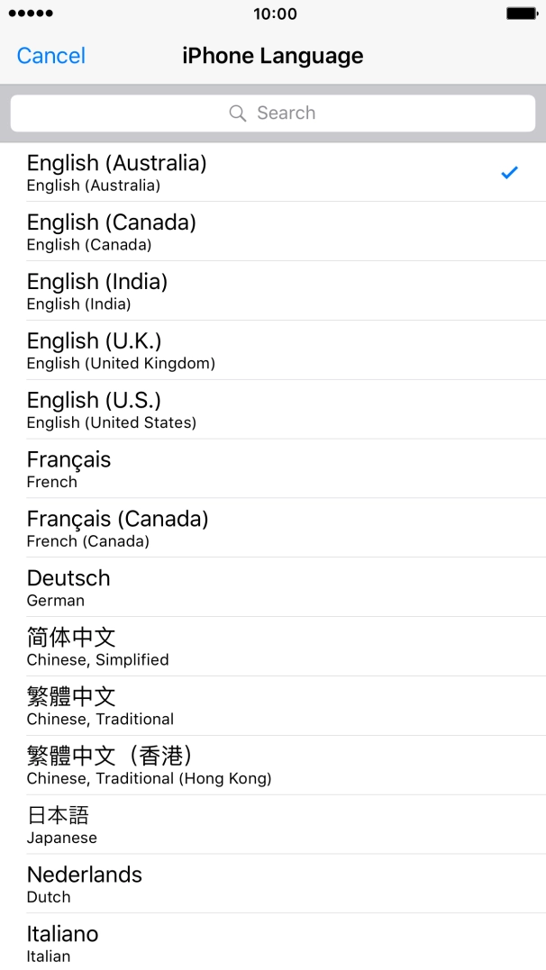 Press the required language.