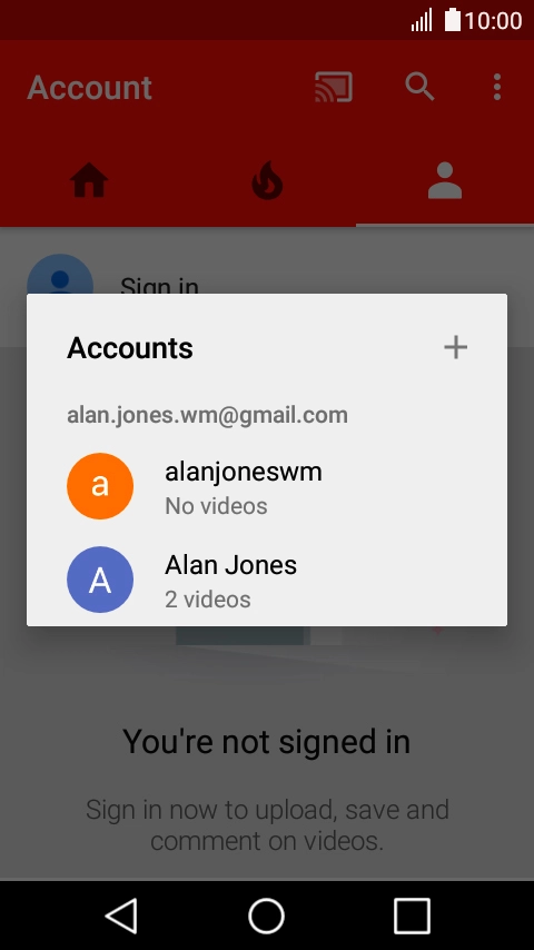 Press the required account.