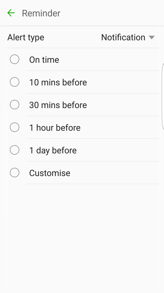 Press the required reminder.