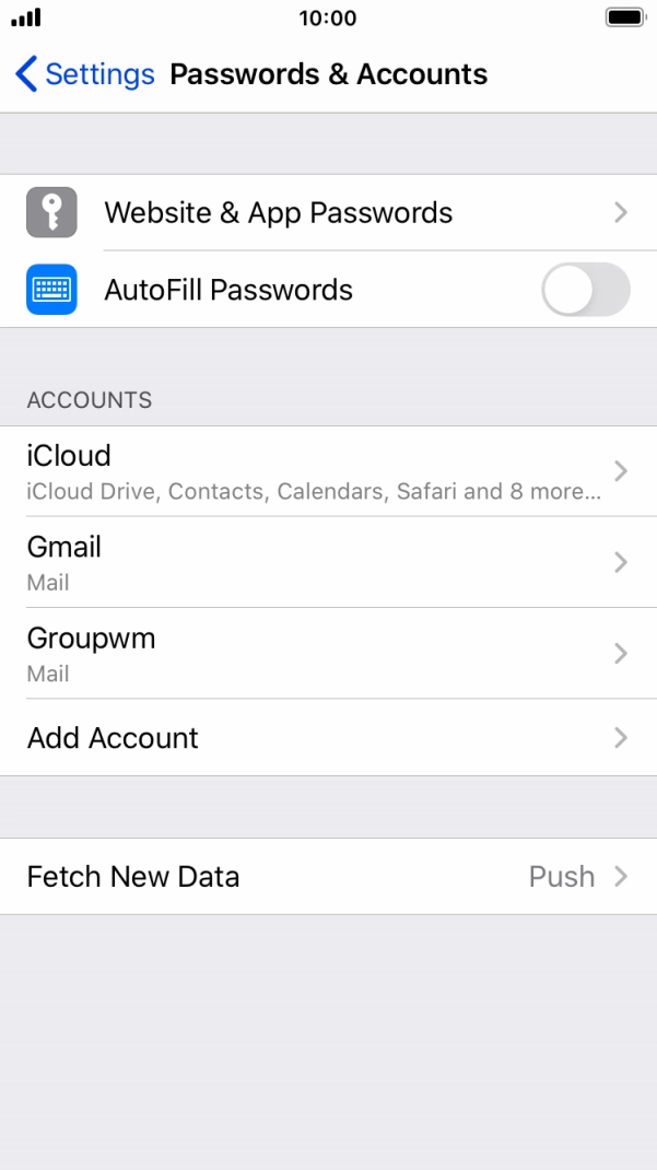 Press the required account.