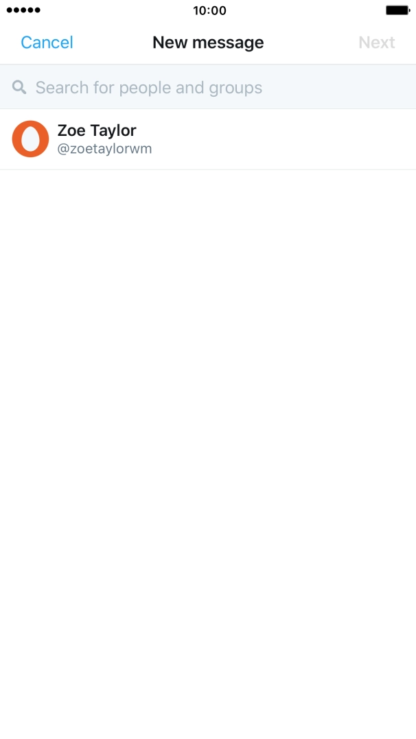 Press the search field and key in the first letters of the recipient's name.