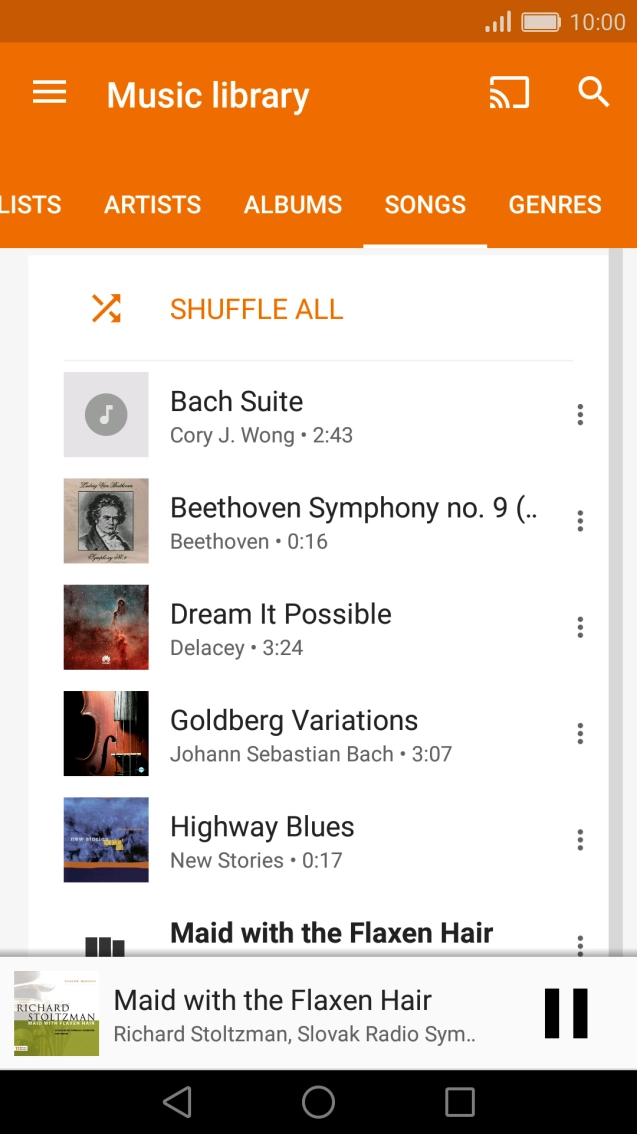 Press the song title at the bottom of the screen.