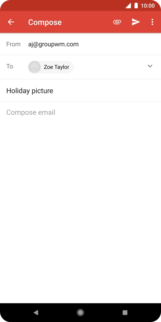 Press the text input field and write the text for your email.