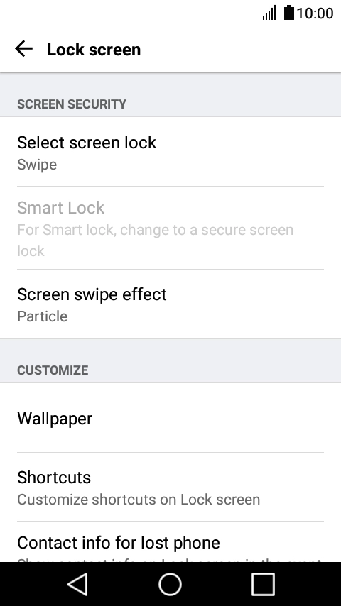Press Select screen lock.