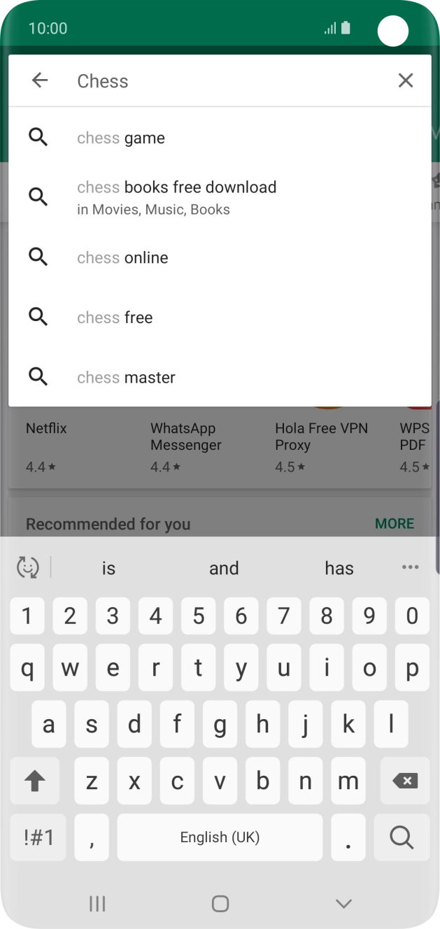 Key in the name or subject of the required app and press the search icon.