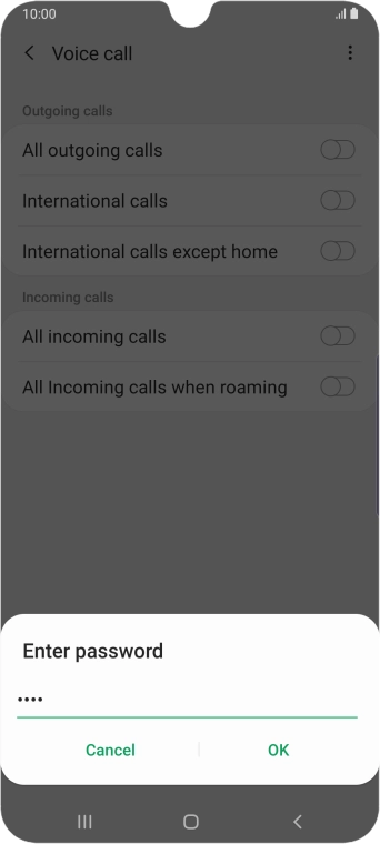 Key in your call barring password and press OK. Key in your call barring password and press OK.