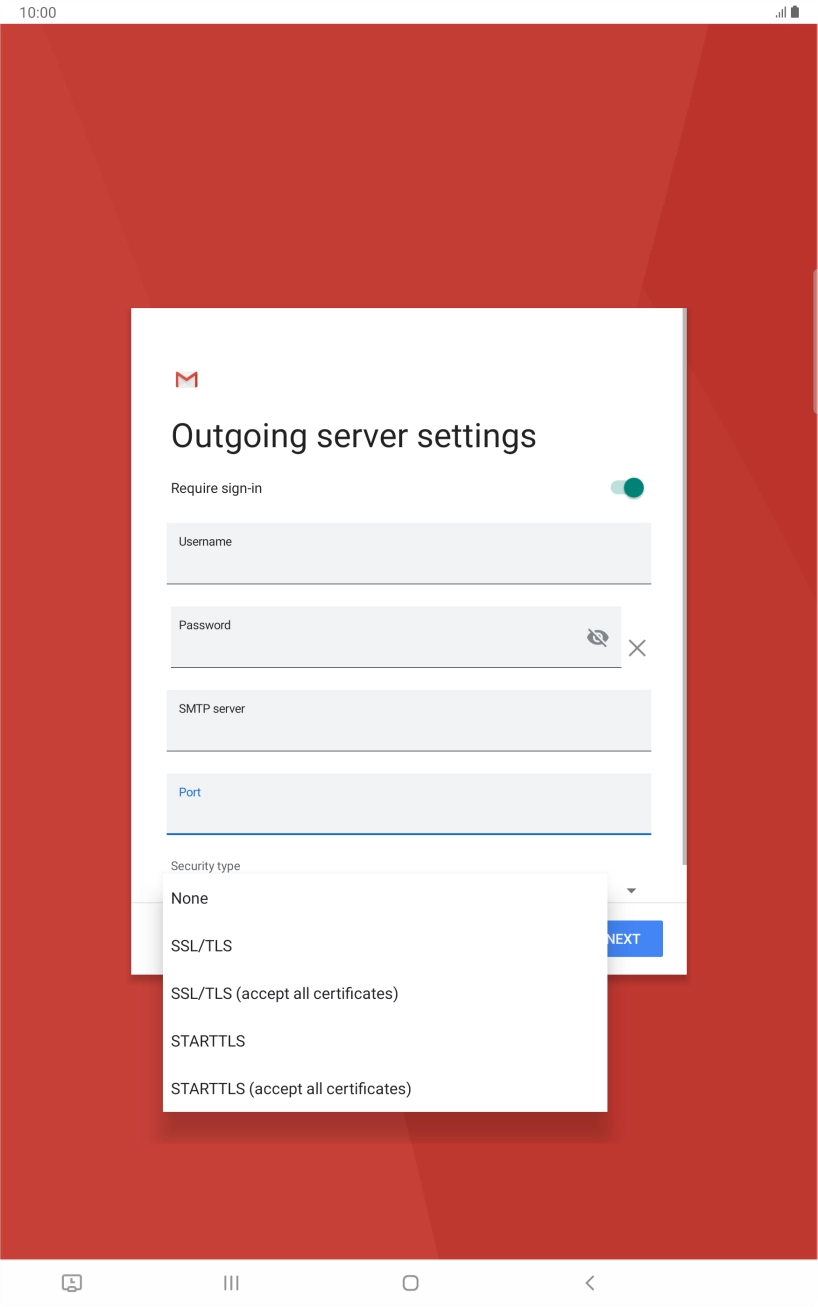 Press SSL/TLS (accept all certificates).