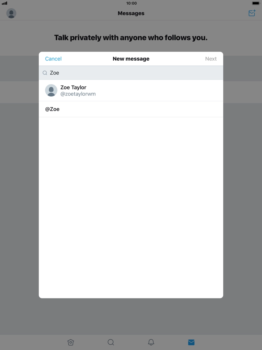 Press the required contact.