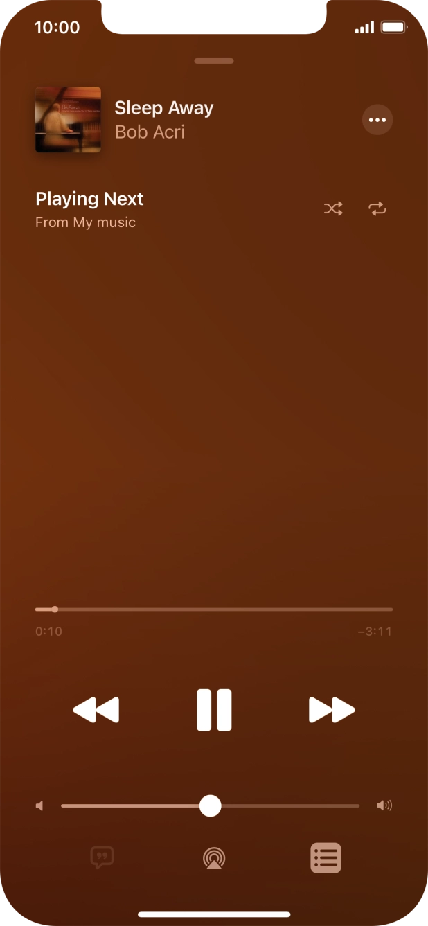 Press the shuffle icon to turn the function on or off.
