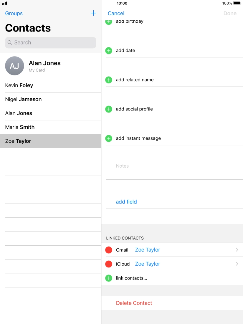 Press link contacts....