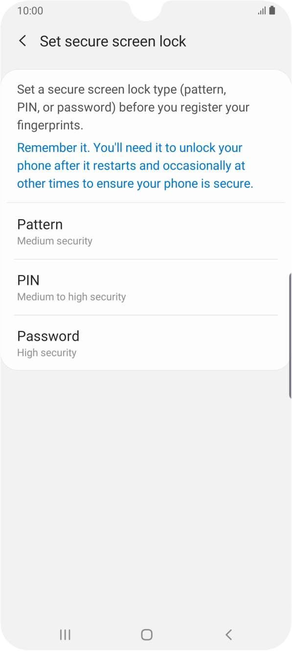 Press the required phone lock code and follow the instructions on the screen to create an additional phone lock code.