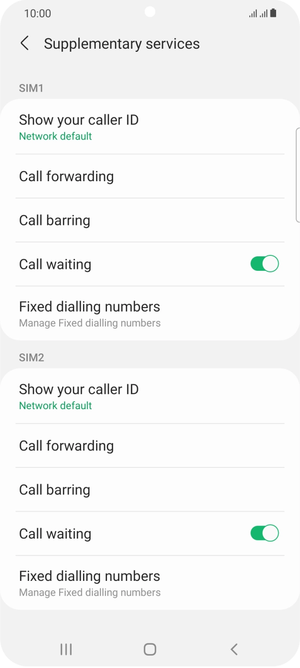 Press Show your caller ID below the required SIM.