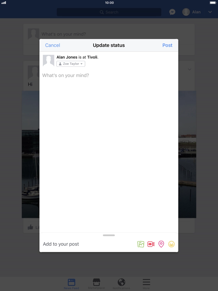 Press the text input field.