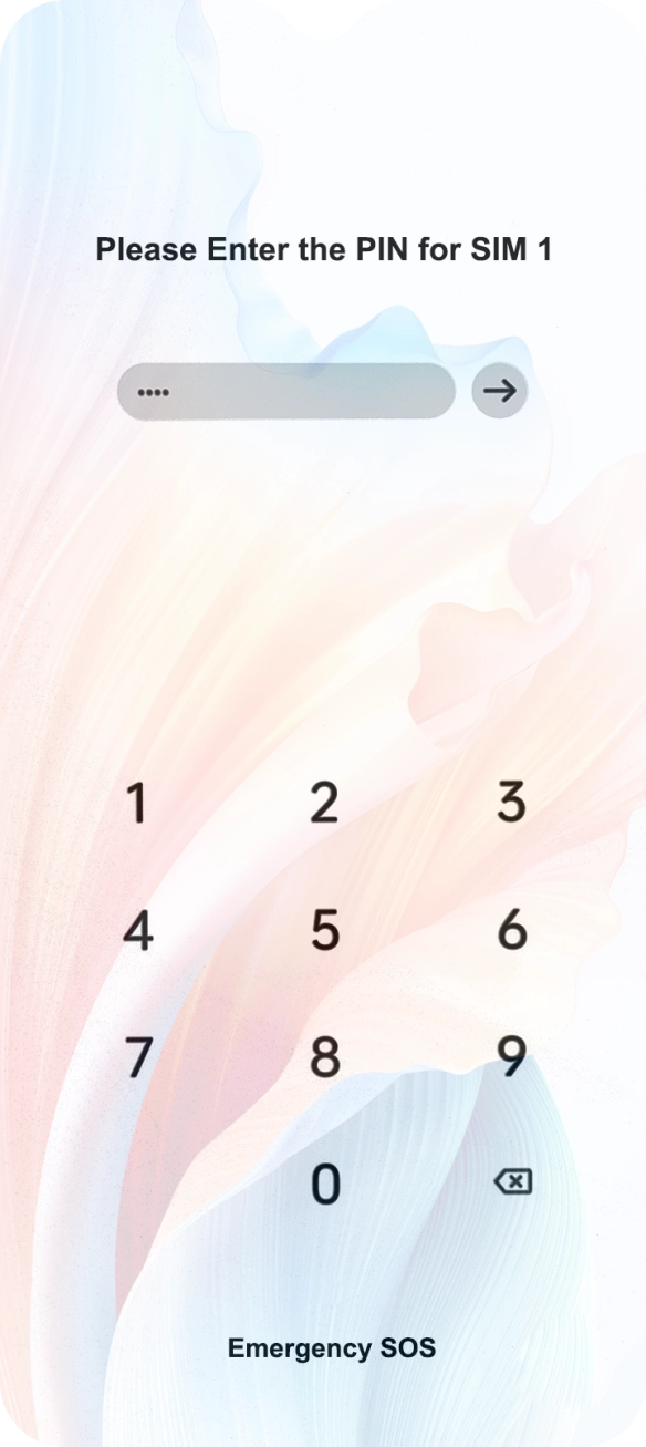 If your SIM is locked, key in your PIN and press arrow right. If your SIM is locked, key in your PIN and press arrow right.