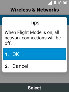 Select OK to turn on the function.