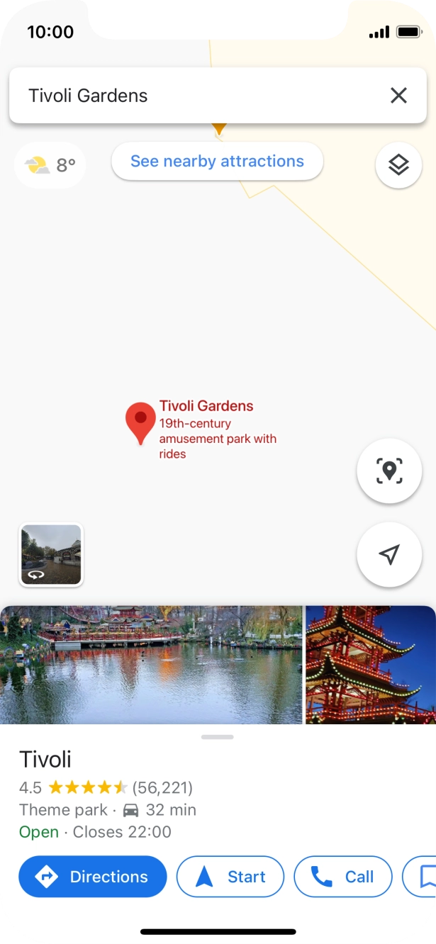 Press the destination at the bottom of the screen.