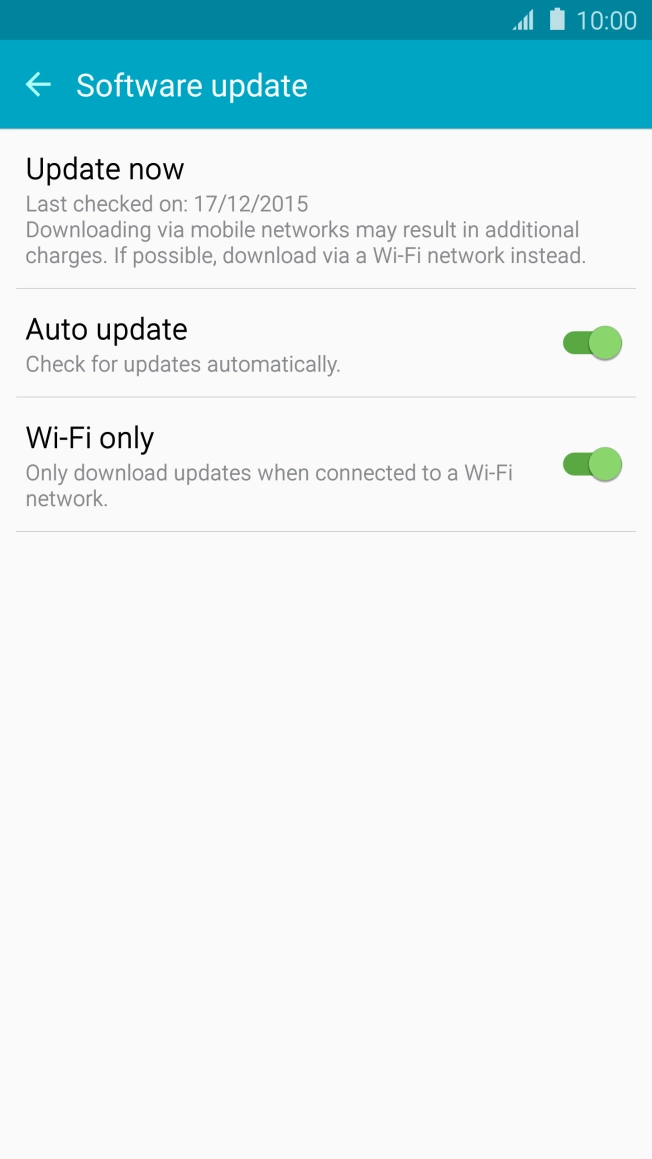 Press Update now. If a new software version is available, it's displayed. 
Follow the instructions on the screen to update the phone software.